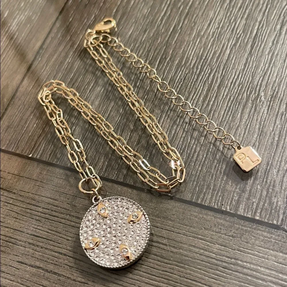 Park Lane Lennox Necklace Crystal Pave Round Pendant Necklace - Two-tone Jewelry